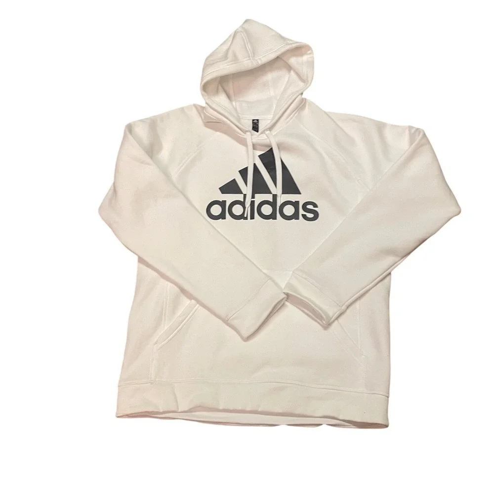 Adidas Mens Badge‎ of Sport Pullover Hoodie White Black Logo Large casual street